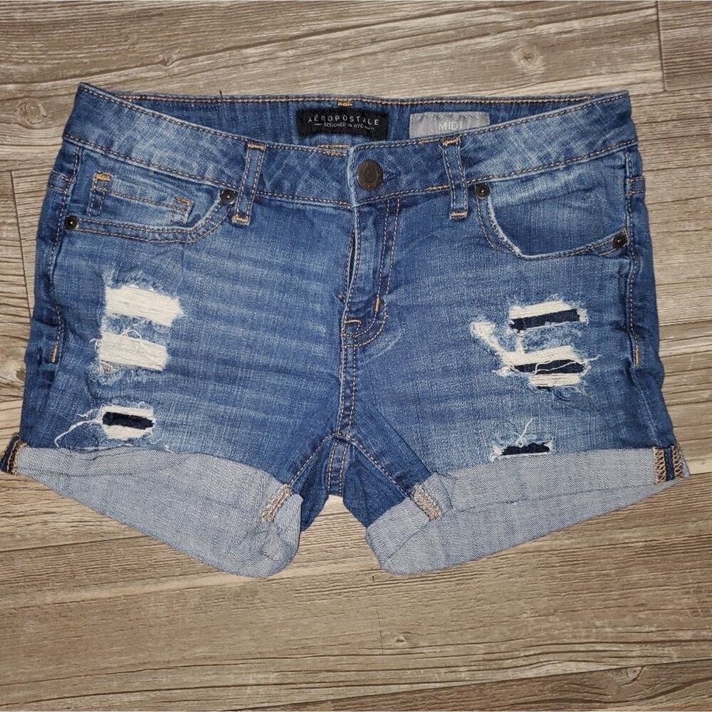 Aeropostale Medium Wash Destroyed Denim sz2 - Picture 2 of 7